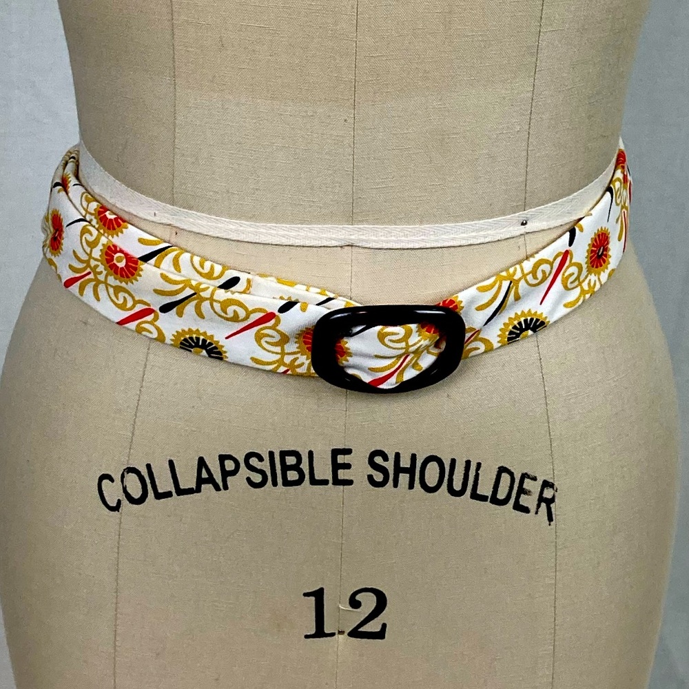 Floral print cotton crew belt with plastic buckle